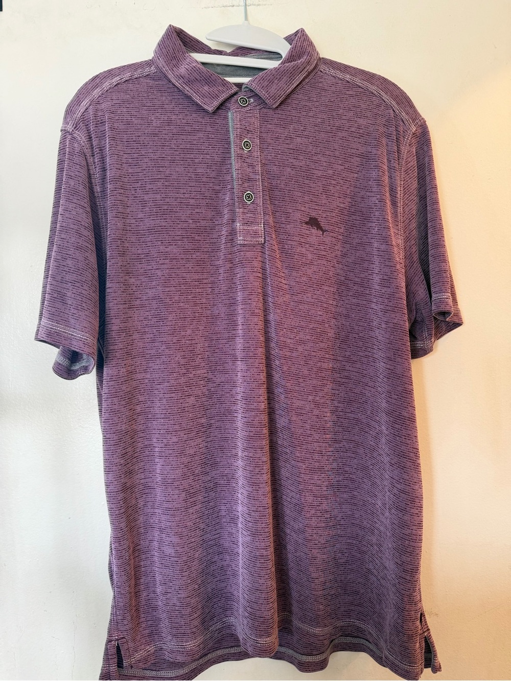 Tommy Bahama Men’s Polo Shirt Purple Textured Stretch Golf Casual - Picture 11 of 12